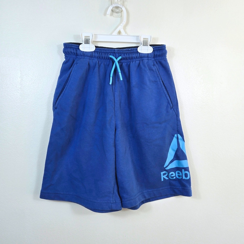Reebok Boys Blue Recharge Drawstring French Terry Active Shorts Medium/8 Sporty